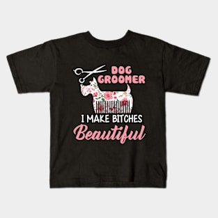 Floral Dog Groomer Gift Dog Pet Grooming T-shirt Kids T-Shirt